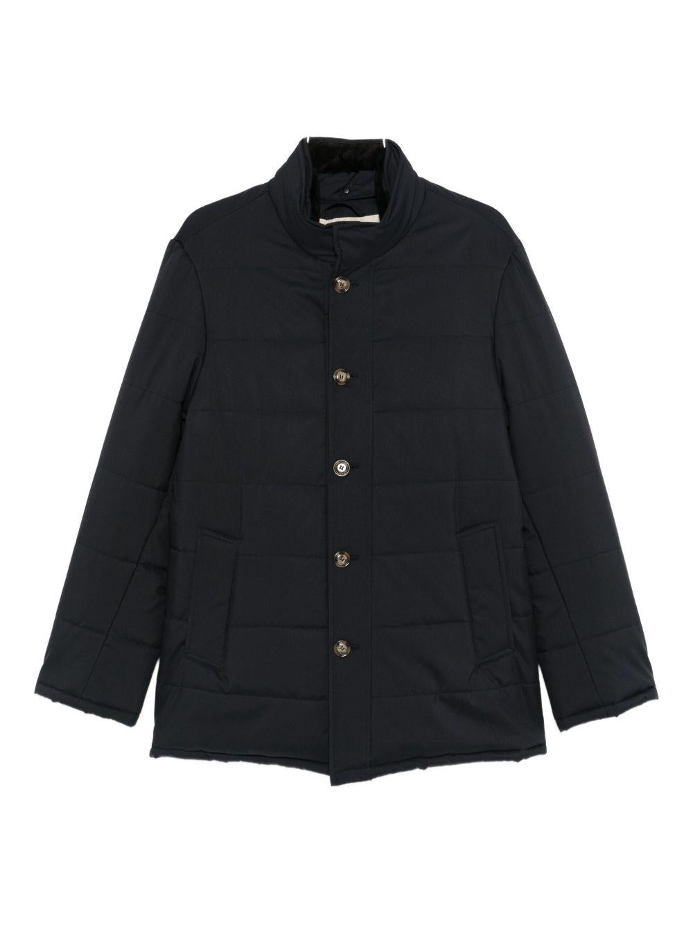 Cappotto trapuntato con bottoni in blu Barba - uomo 
