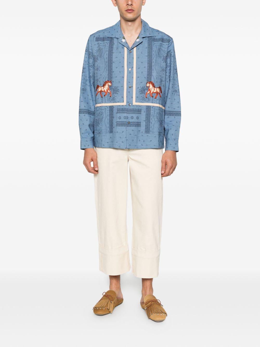 Camicia con motivo cavallo  in blu Baziszt - uomo 