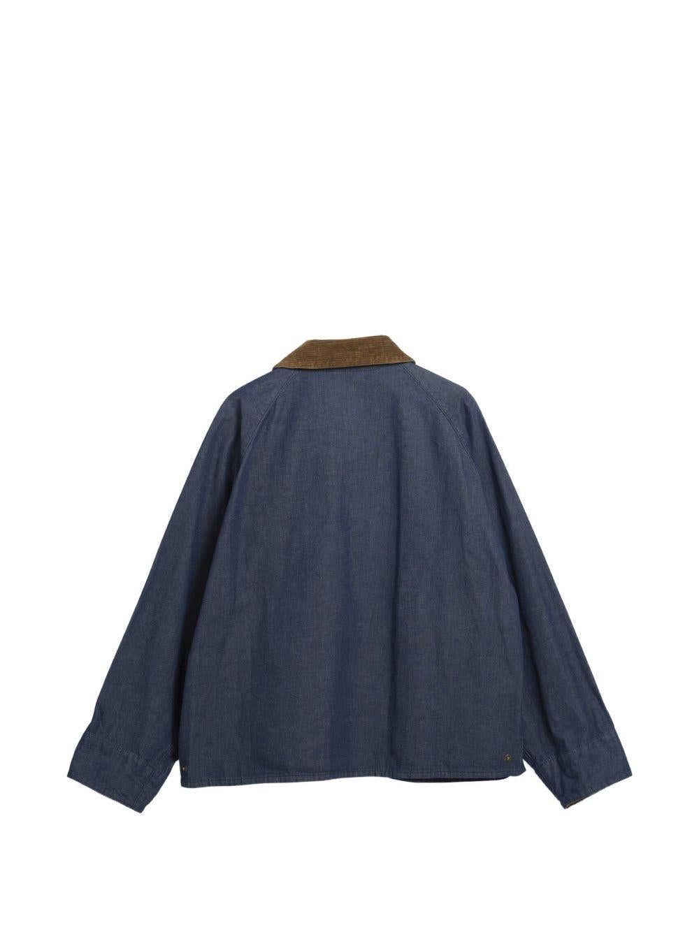 Giacca denim con colletto a coste in blu e marrone Barbour - uomo 