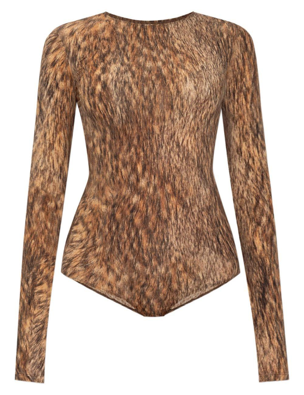 Body con stampa animalier in marrone Mm6 maison margiela - donna 