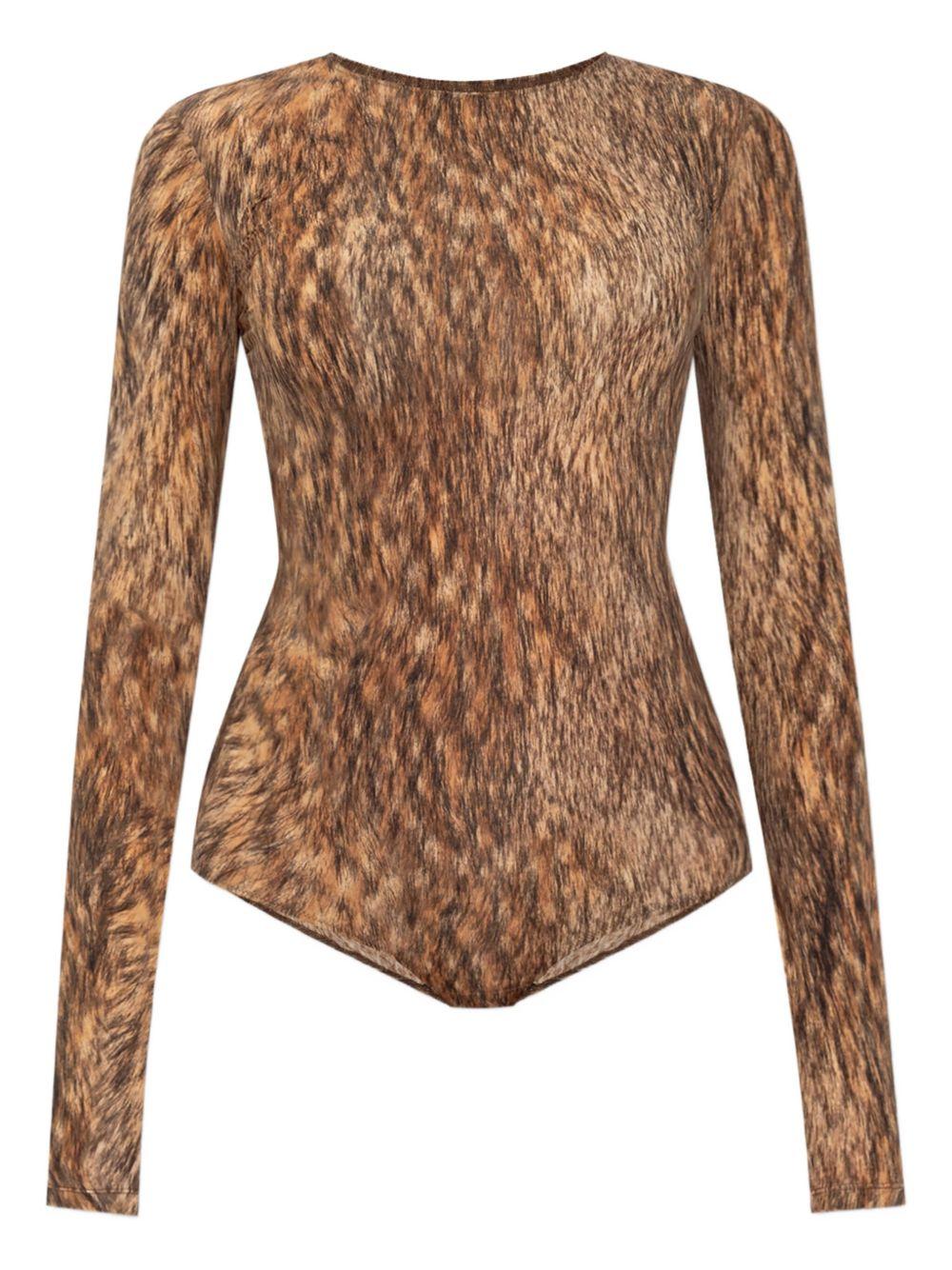 Body con stampa animalier in marrone Mm6 maison margiela - donna 