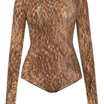 Body con stampa animalier in marrone Mm6 maison margiela - donna 