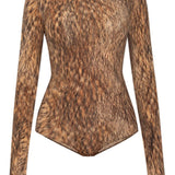 Body con stampa animalier in marrone Mm6 maison margiela - donna 