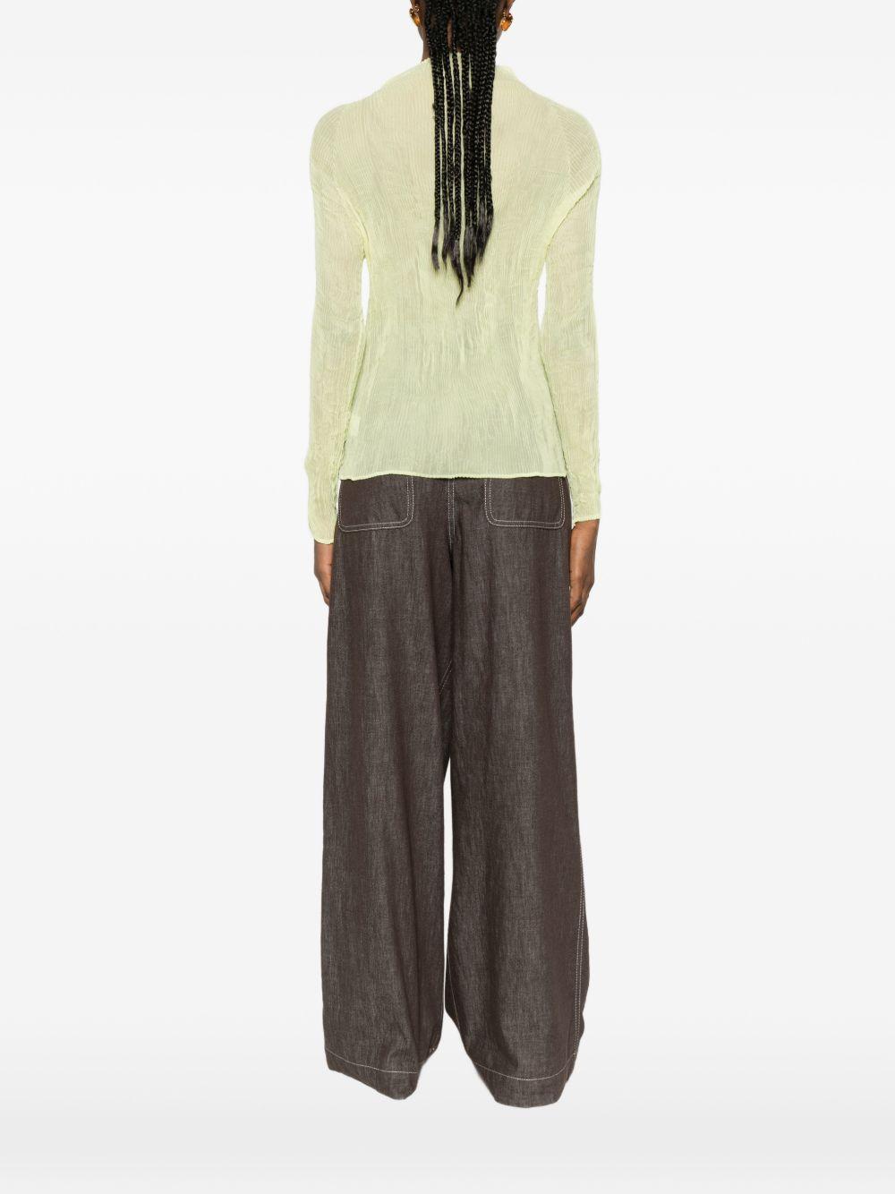 Top a maniche lunghe con design plissettato in verde lime Issey miyake  - donna 