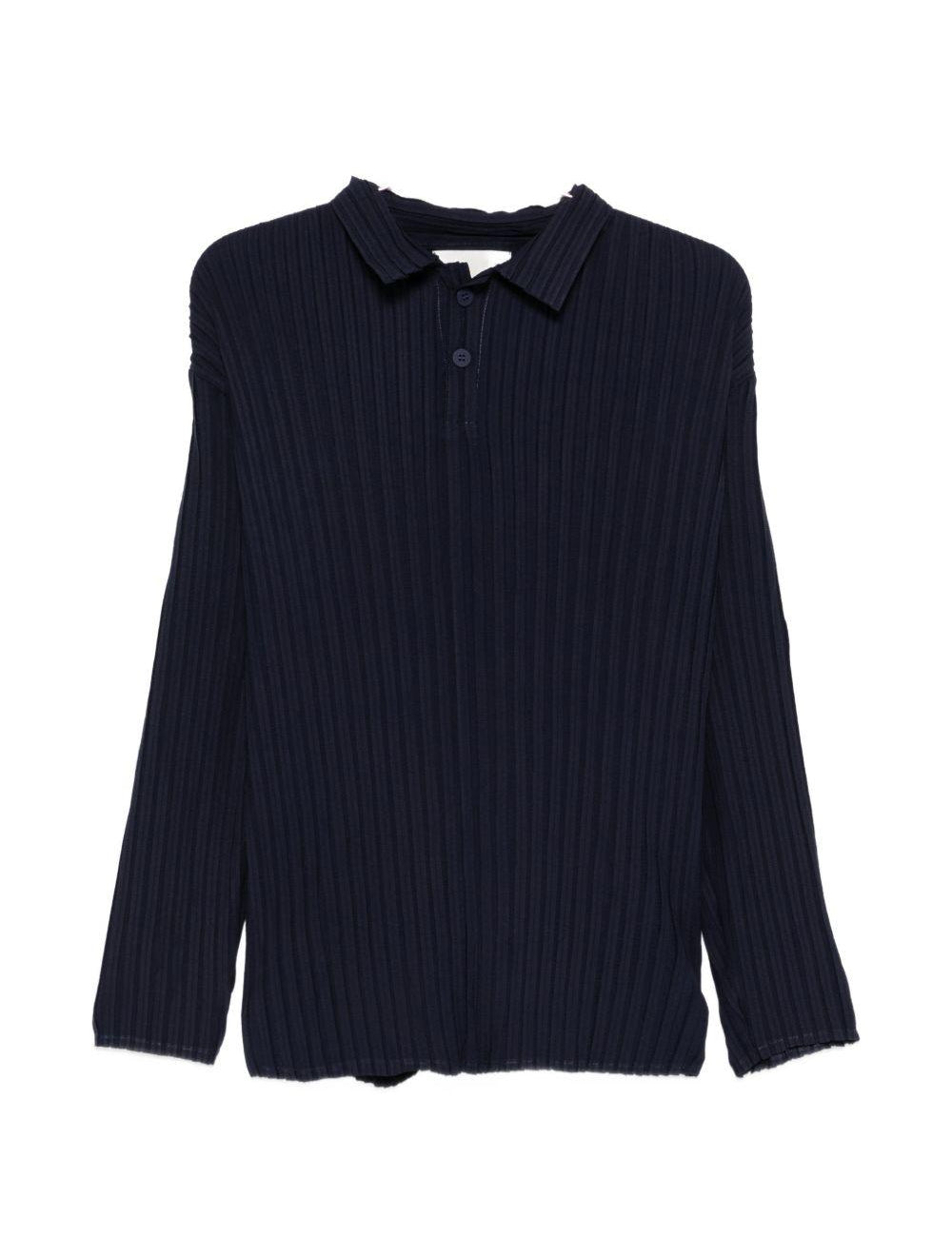 Polo plissettata in blu Gongdid design - uomo 