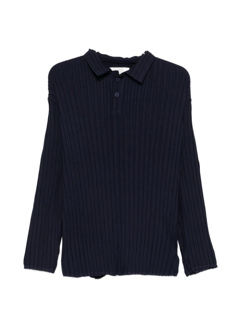 Polo plissettata in blu Gongdid design - uomo 