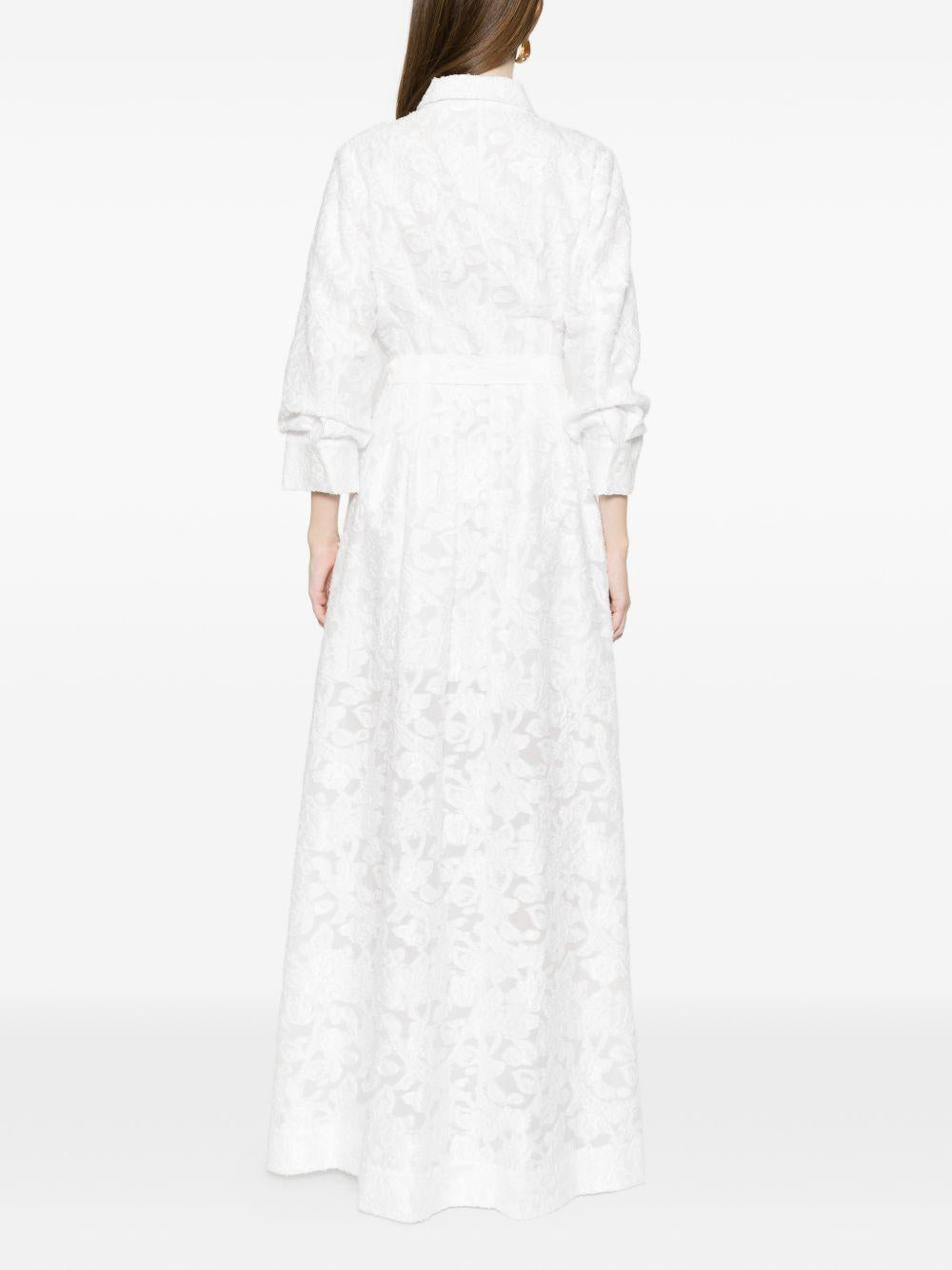 Abito lungo Courtney con cintura e decorazioni floreali in bianco Simkhai - donna 