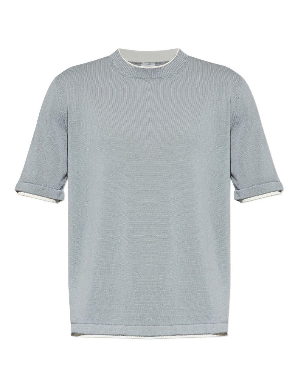 T-shirt in maglia a coste in azzurro Eleventy - uomo 