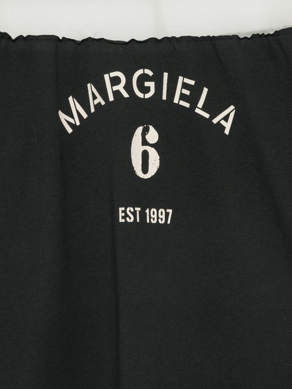 T-shirt a maniche lunghe con pannello trasparente in nero Mm6 maison margiela - donna 