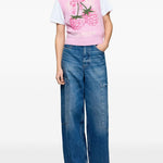 Gilet in maglia con grafica in rosa Ganni - donna 