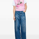 Gilet in maglia con grafica in rosa Ganni - donna 