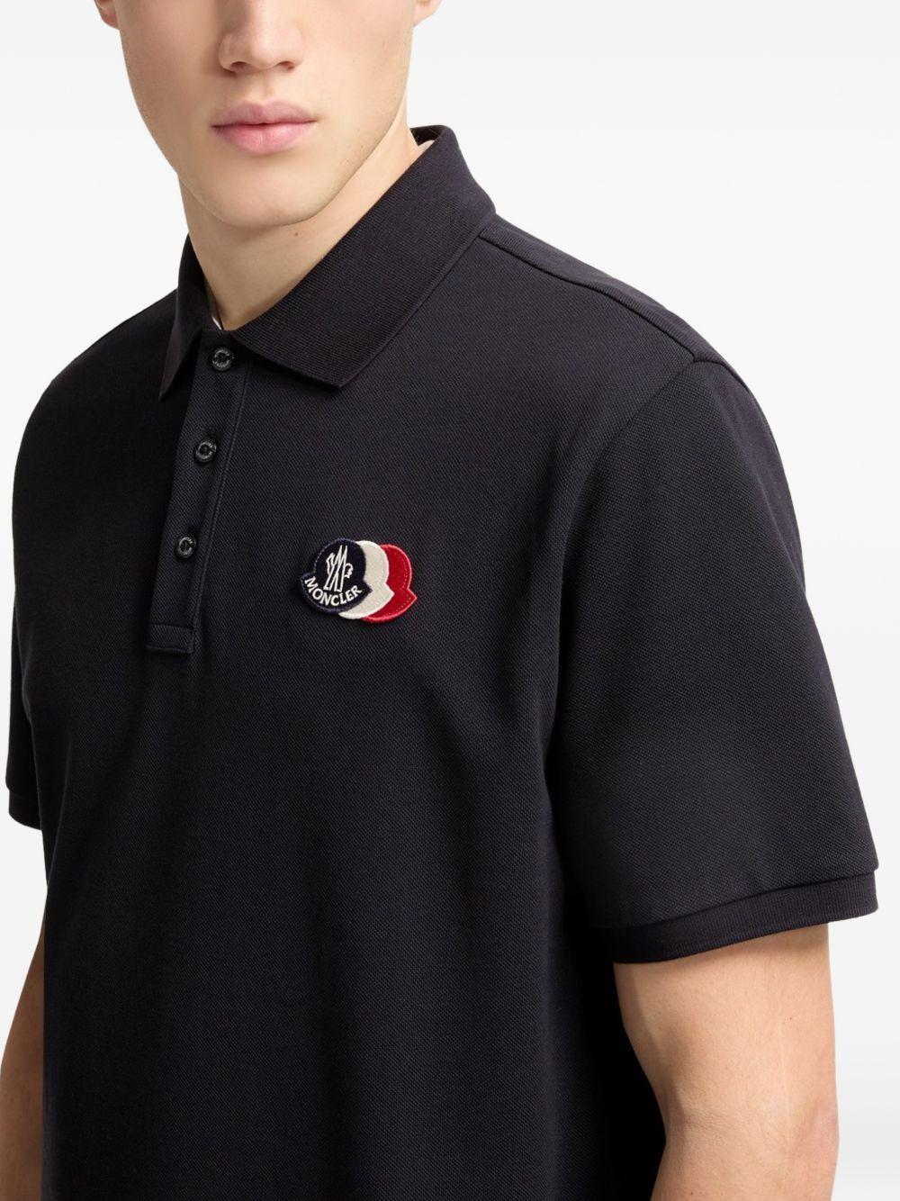 Polo con applicazione logo in blu Moncler - uomo 