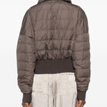 Giacca crop trapuntata in marrone Rick Owens x Moncler - unisex<BR/> 