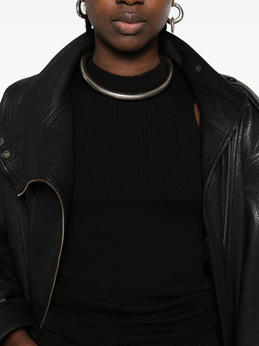 Top a coste a collo alto in nero Rick owens - donna 