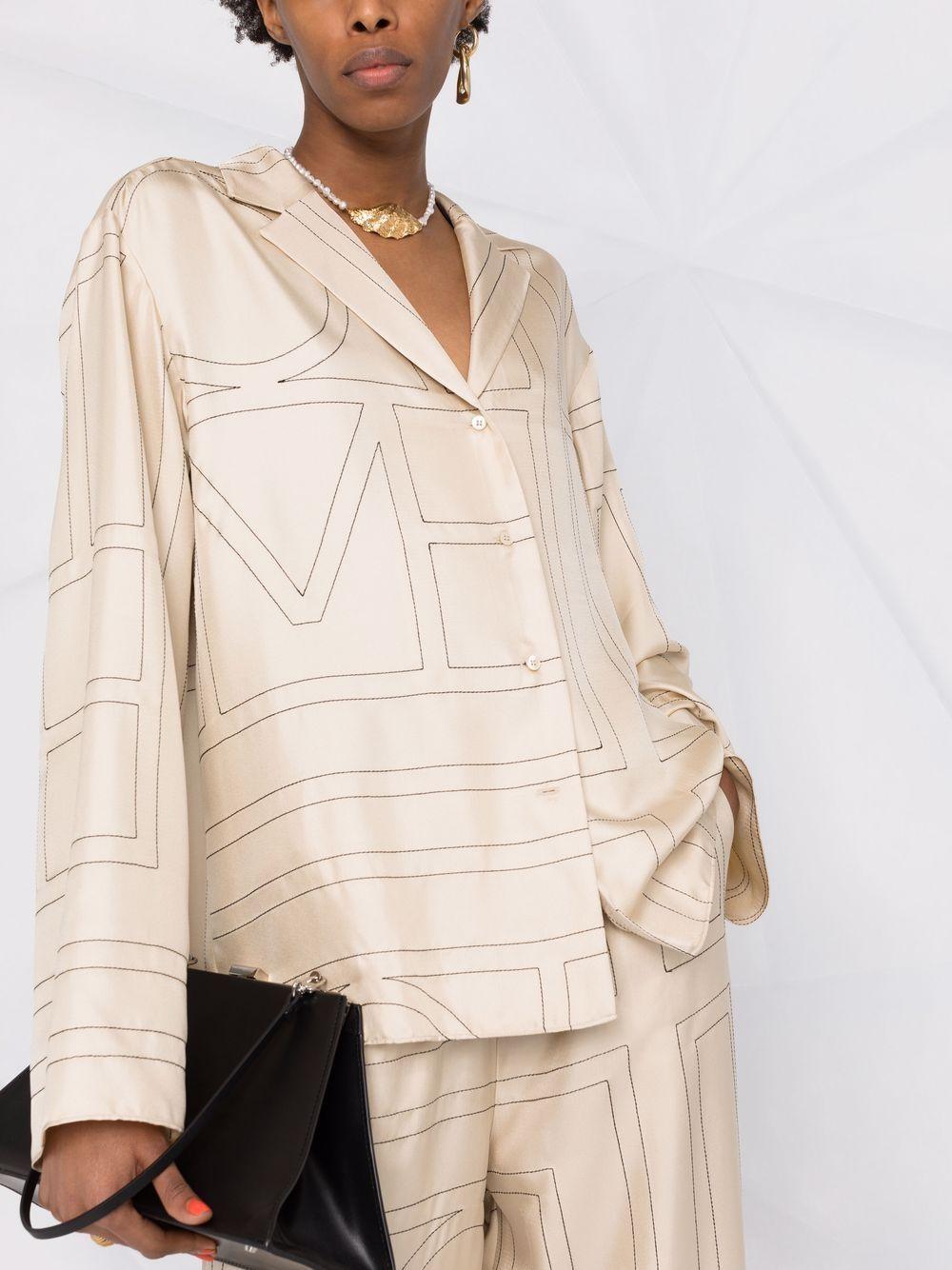 Camicia con monogramma in beige Toteme - donna 