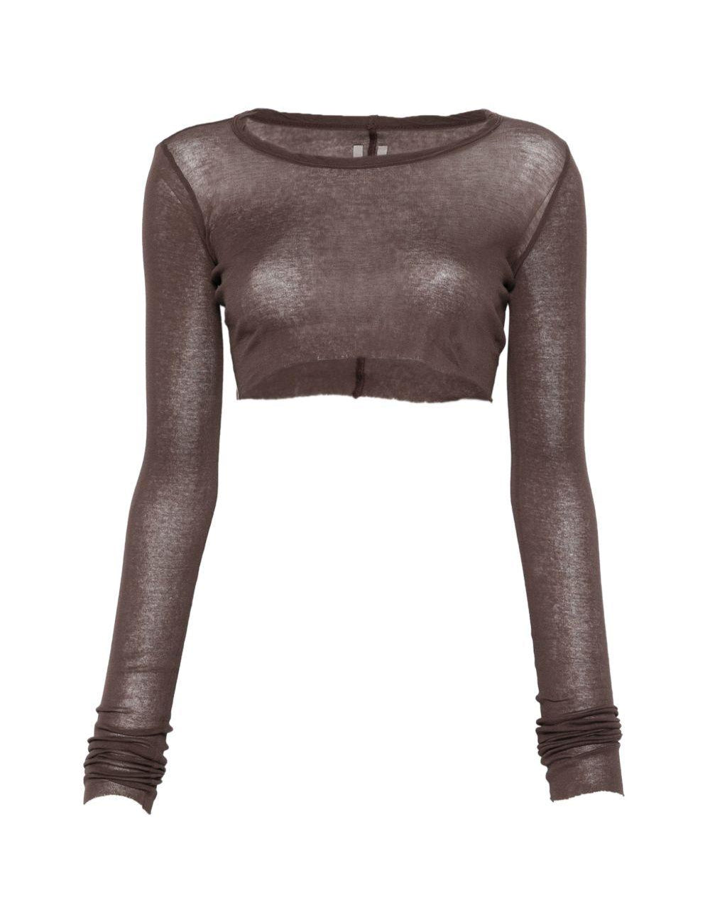 T-shirt corta a maniche lunghe in marrone Rick owens - donna 