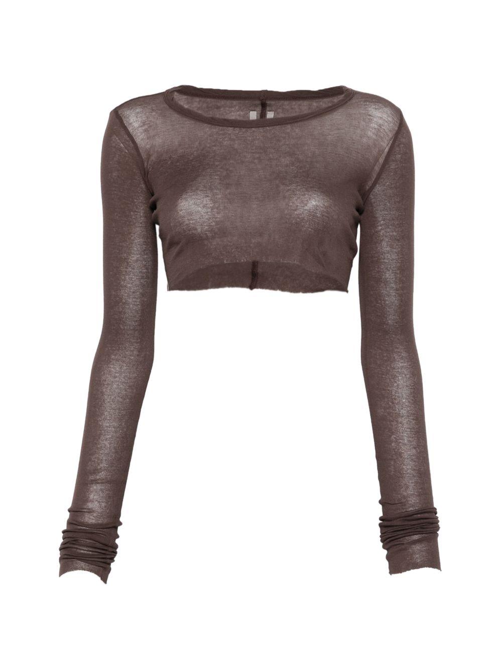 T-shirt corta a maniche lunghe in marrone Rick owens - donna 