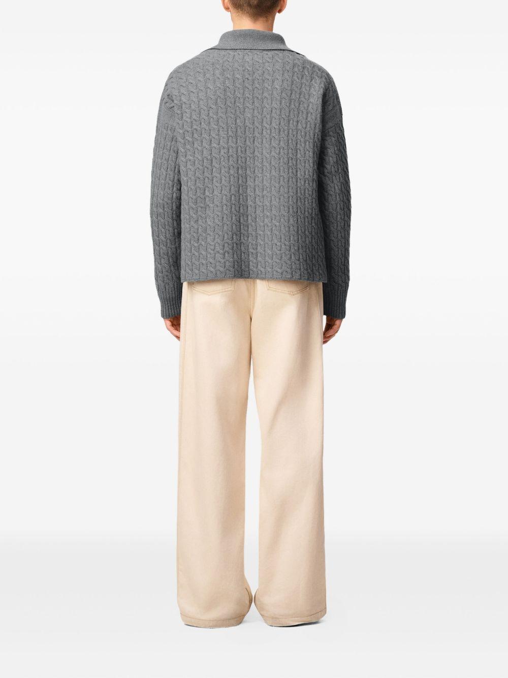 Maglione polo a trecce in grigio Ami paris - unisex 