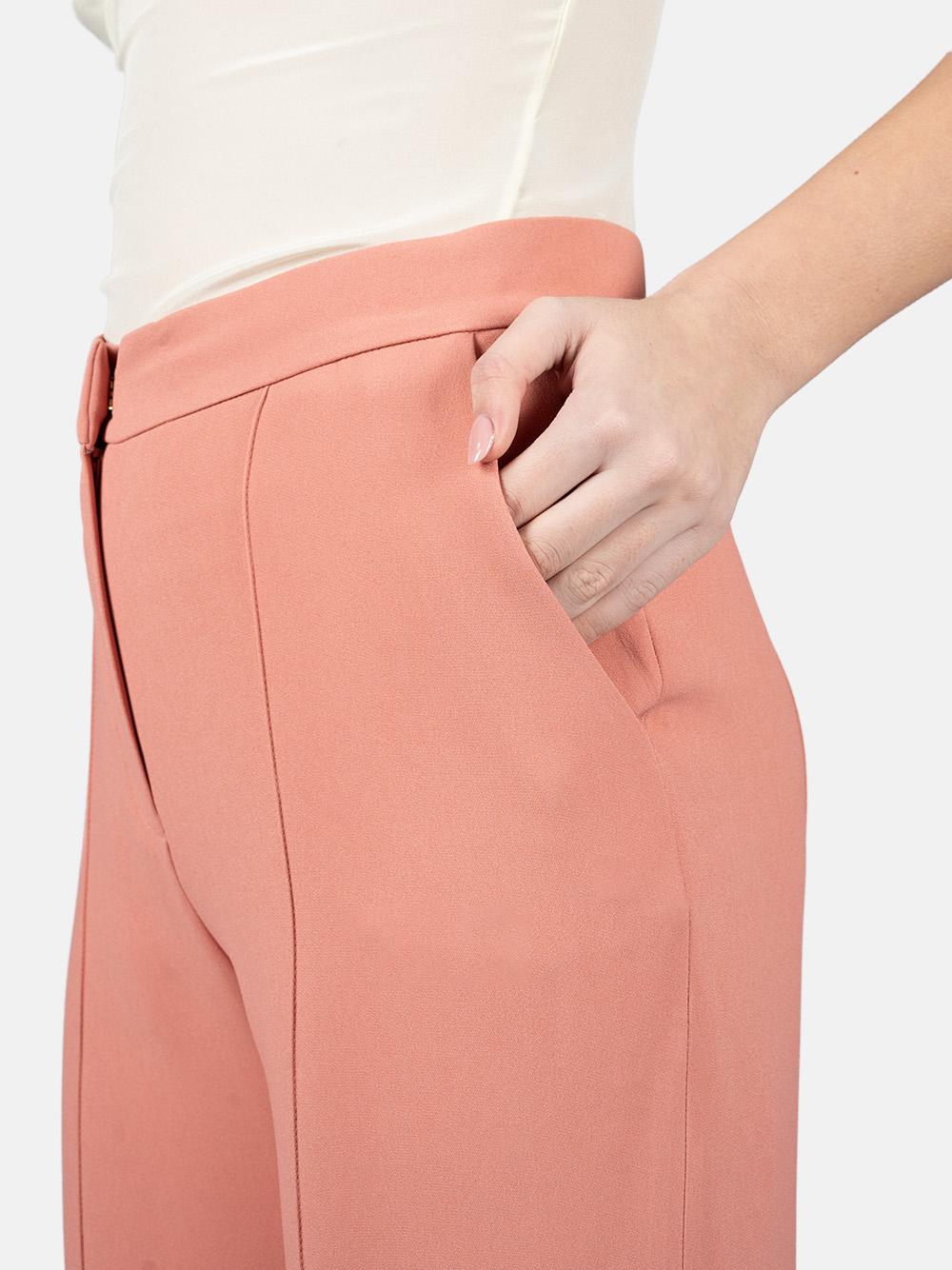 Pantaloni flared in cady a vita alta in rosa Elie Saab - donna 