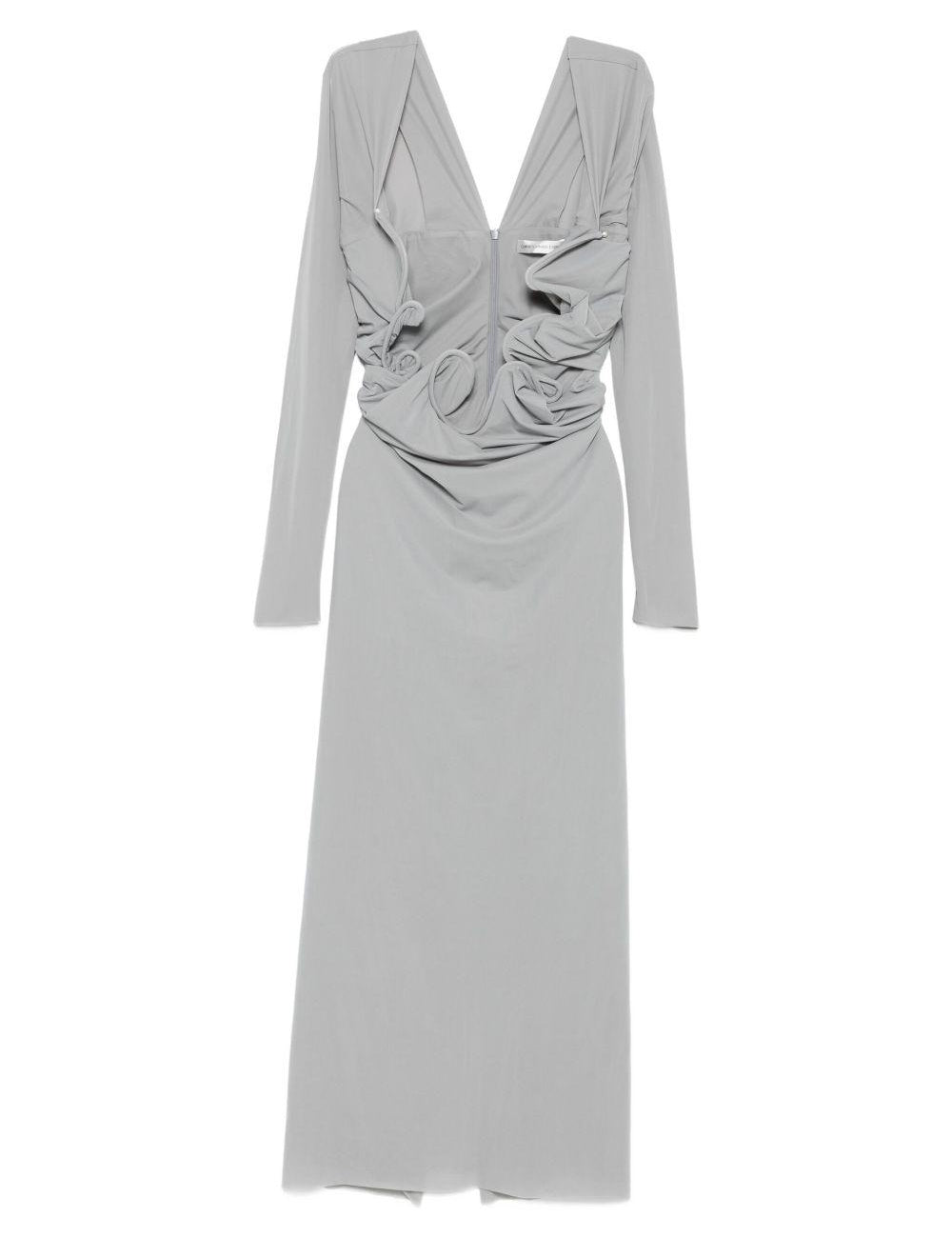 Abito lungo con drappeggio e scollo in grigio Christopher Esber - donna 