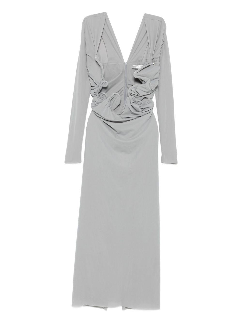 Abito lungo con drappeggio e scollo in grigio Christopher Esber - donna 