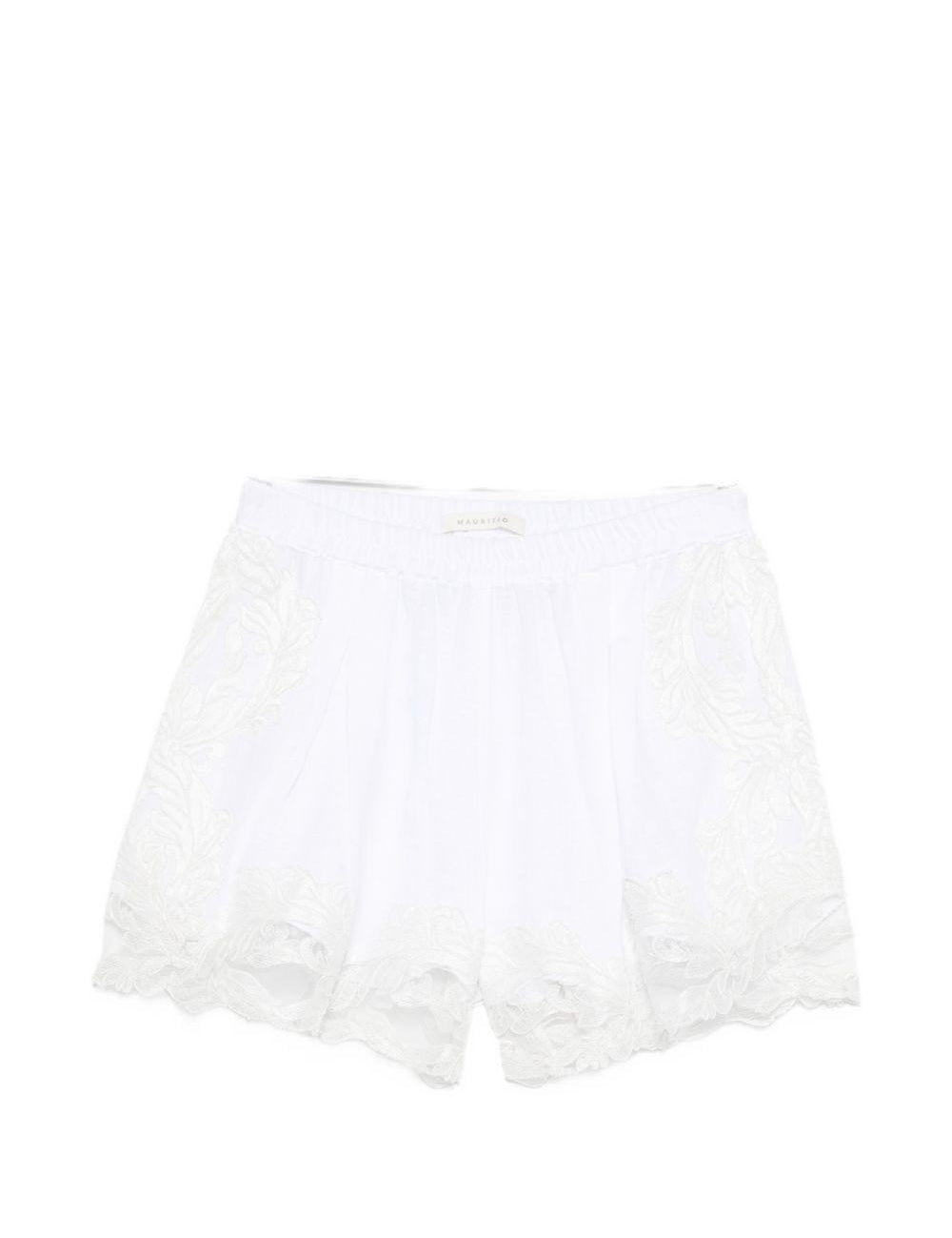 Shorts con bordo in pizzo in bianco Maurizio - donna 