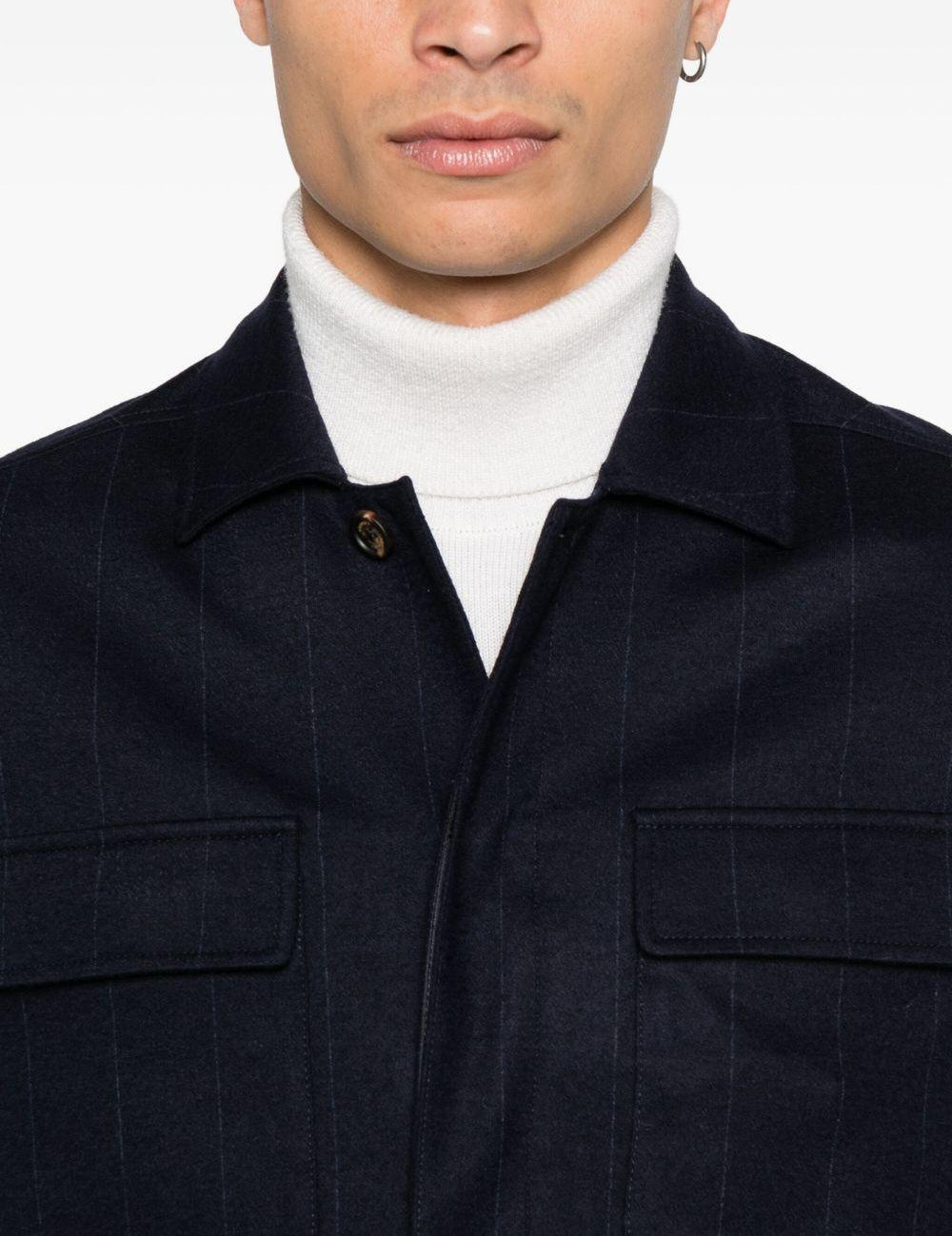 Giacca-camicia gessata in blu Eleventy - uomo 