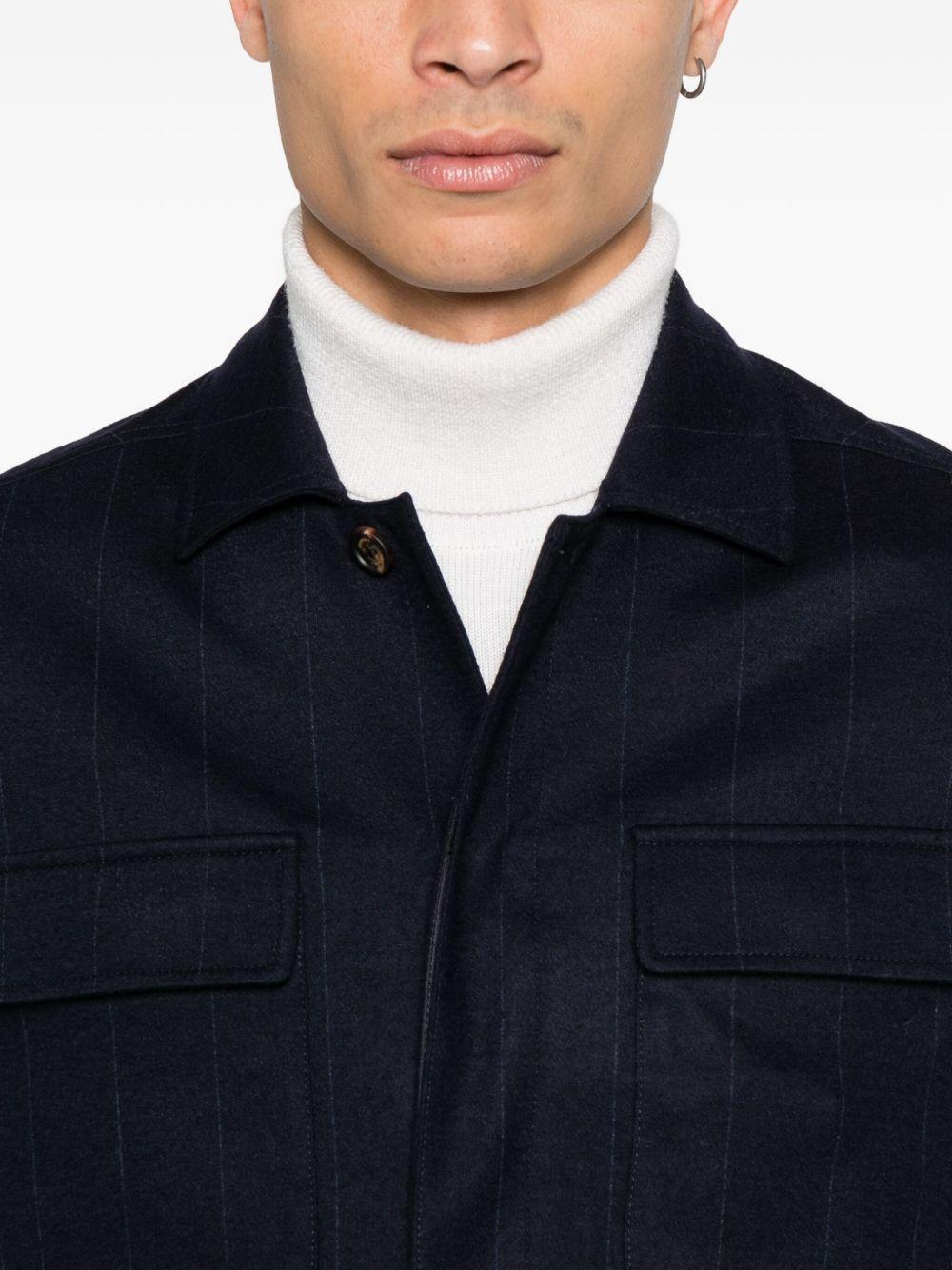 Giacca-camicia gessata in blu Eleventy - uomo 