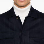 Giacca-camicia gessata in blu Eleventy - uomo 