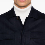 Giacca-camicia gessata in blu Eleventy - uomo 