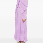 Abito midi con ruches in lilla 