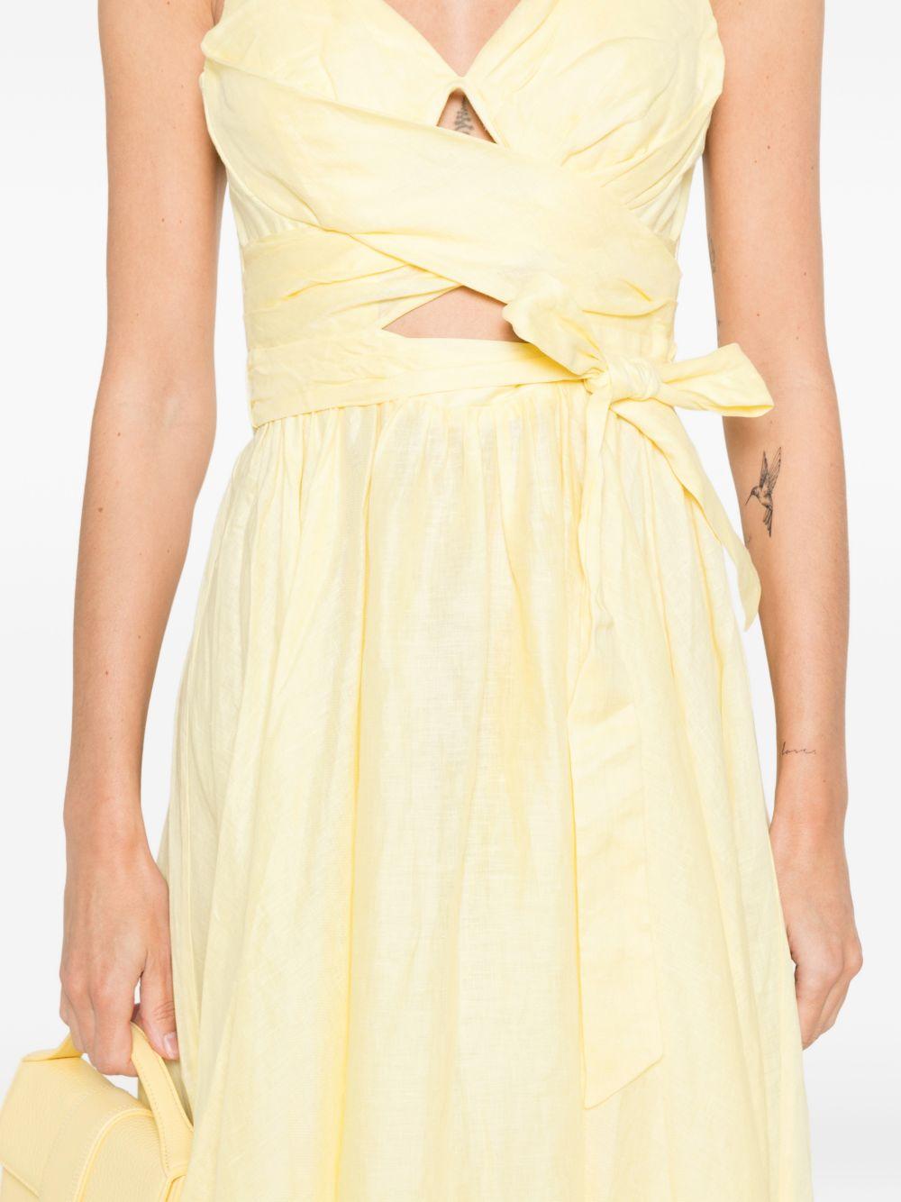 Abito midi con cintura in vita in giallo Zimmermann - donna 