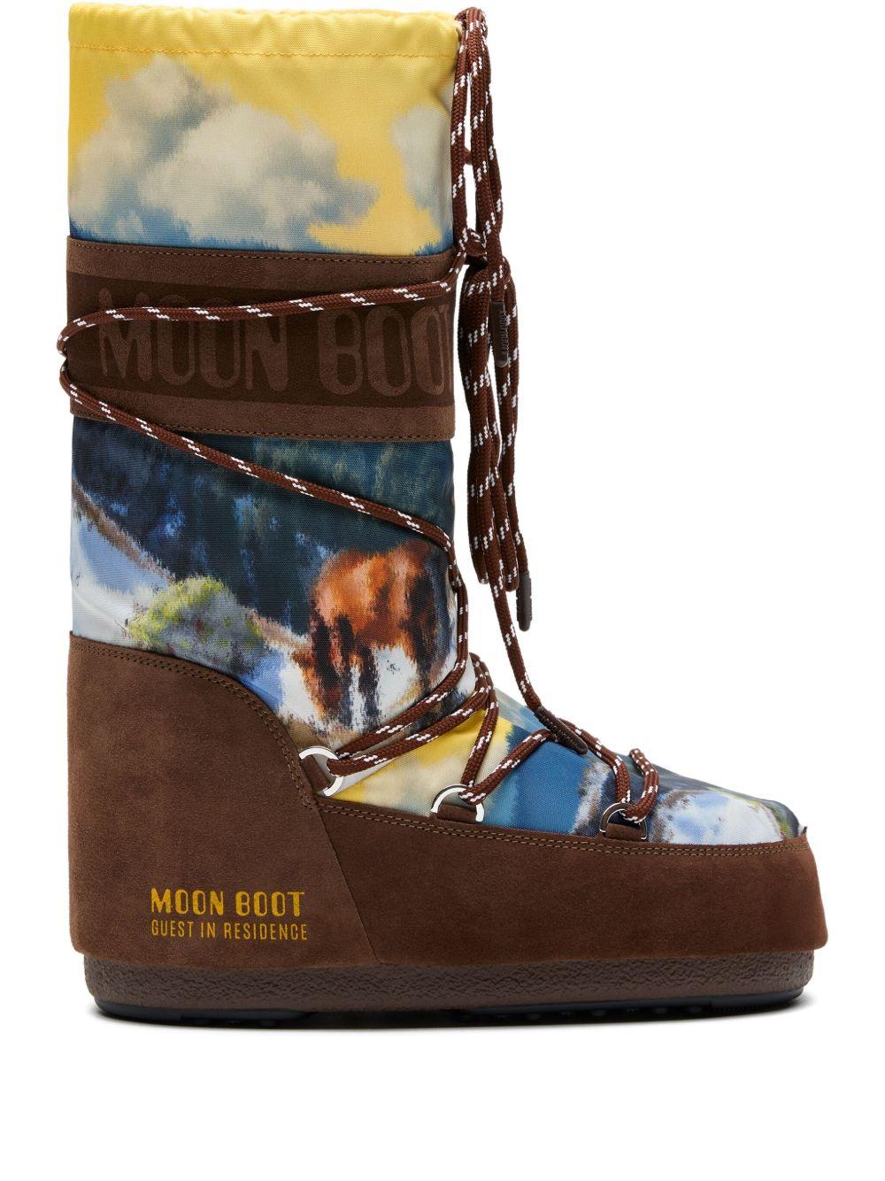 Stivali da neve con lacci e stampa graficamulticolore Moon boot x guest in residence - donna 