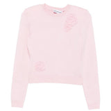 Cardigan in maglia con fiori in rosa 