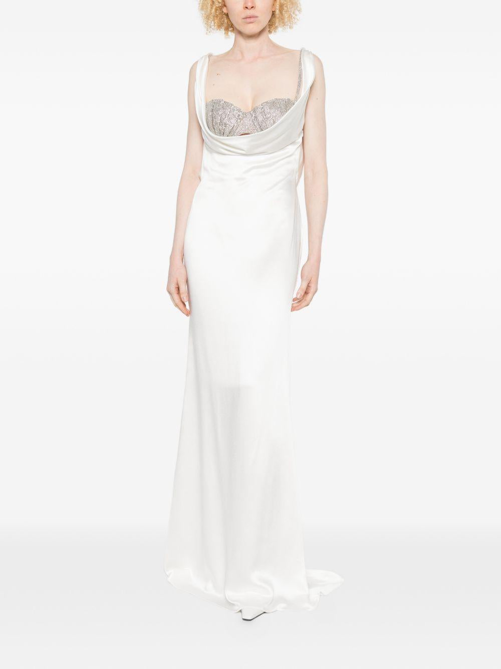 ABITO LUNGO CON BRALETTE GIOIELLO IN BIANCO GIUSEPPE DI MORABITO - donna 