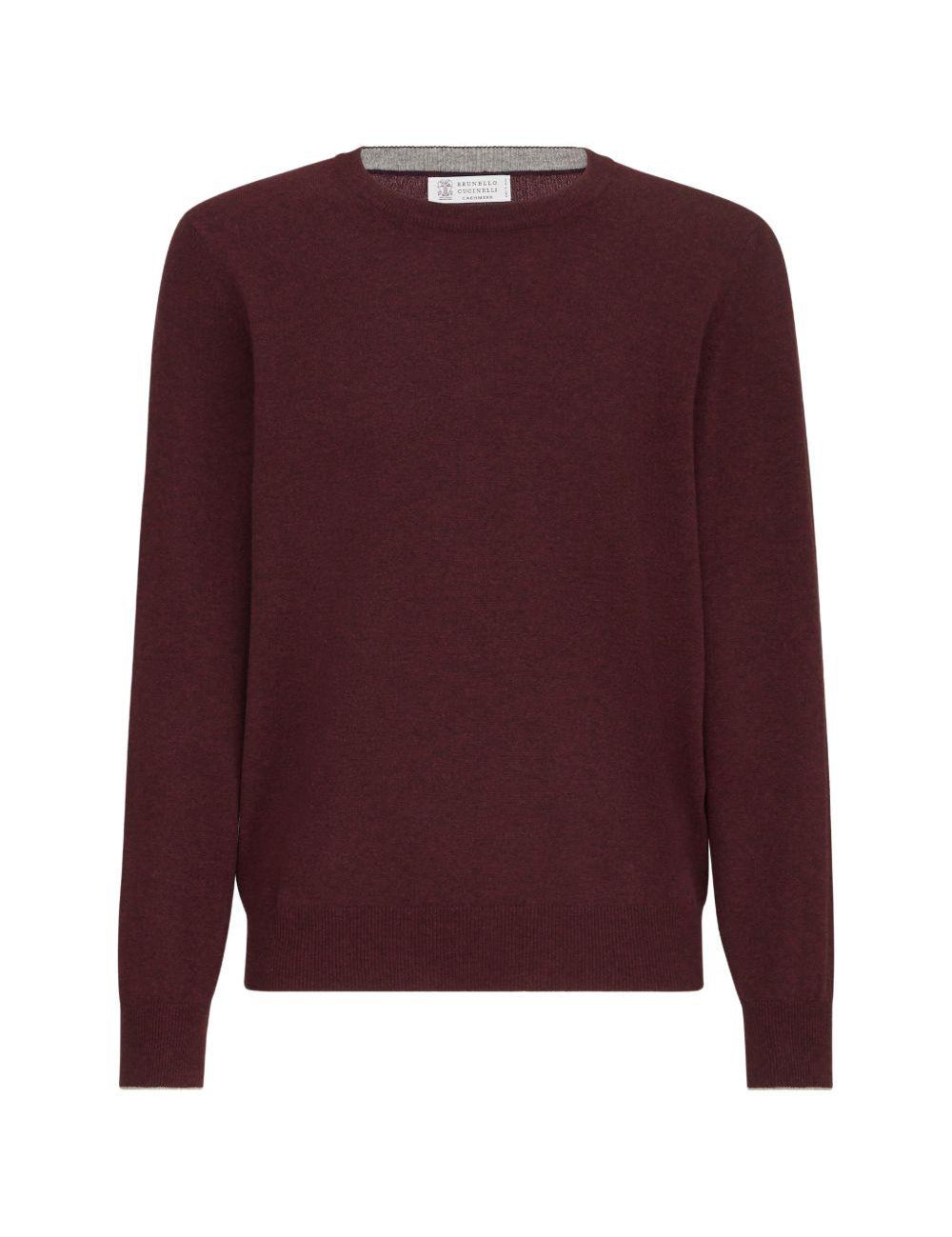 Maglione con collo rotondo in bordeaux 