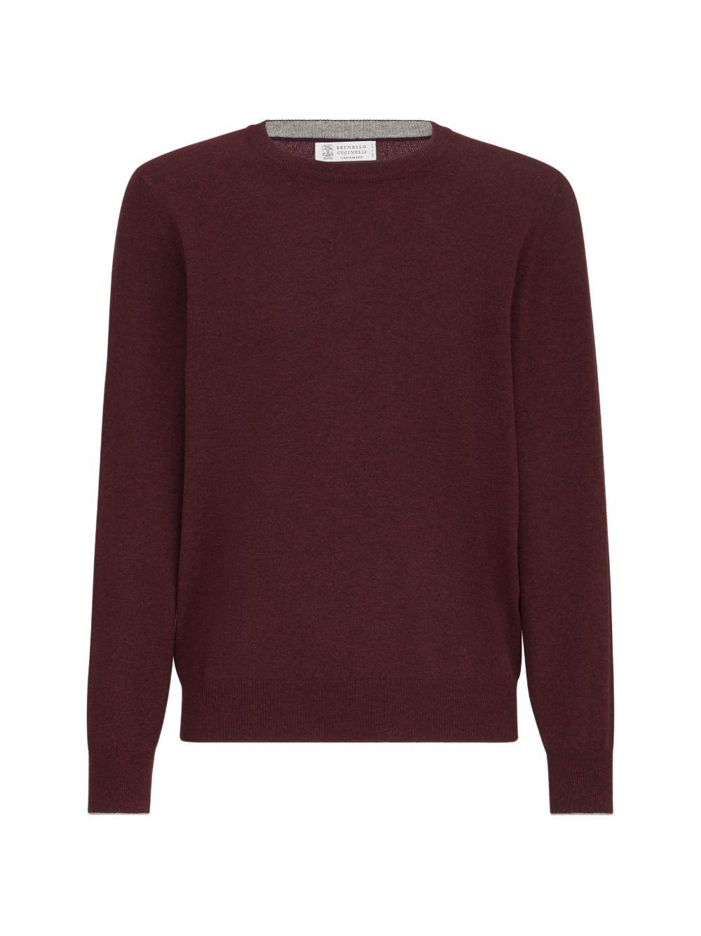 Maglione con collo rotondo in bordeaux 