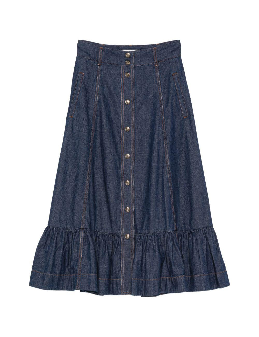 Gonna lunga in denim con volant Aster in blu Zimmermann - donna 