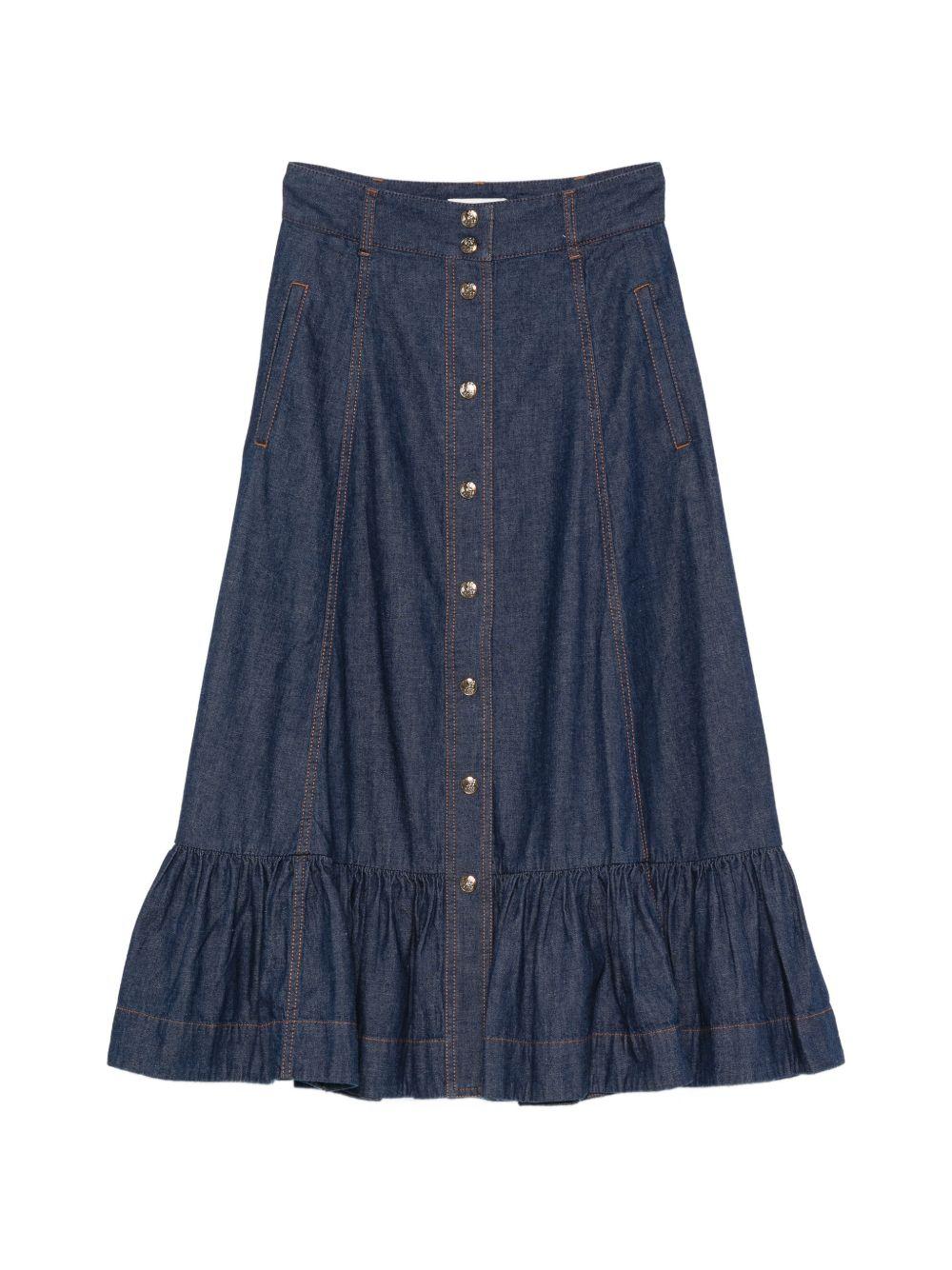 Gonna lunga in denim con volant Aster in blu Zimmermann - donna 