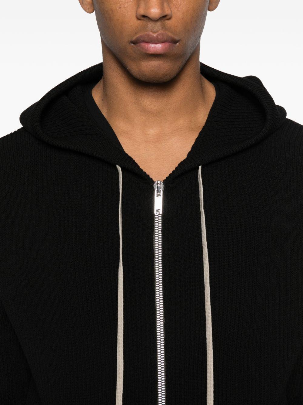 Cardigan con cappuccio e zip in nero Rick owens - uomo 