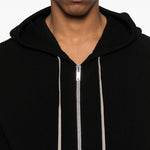 Cardigan con cappuccio e zip in nero Rick owens - uomo 