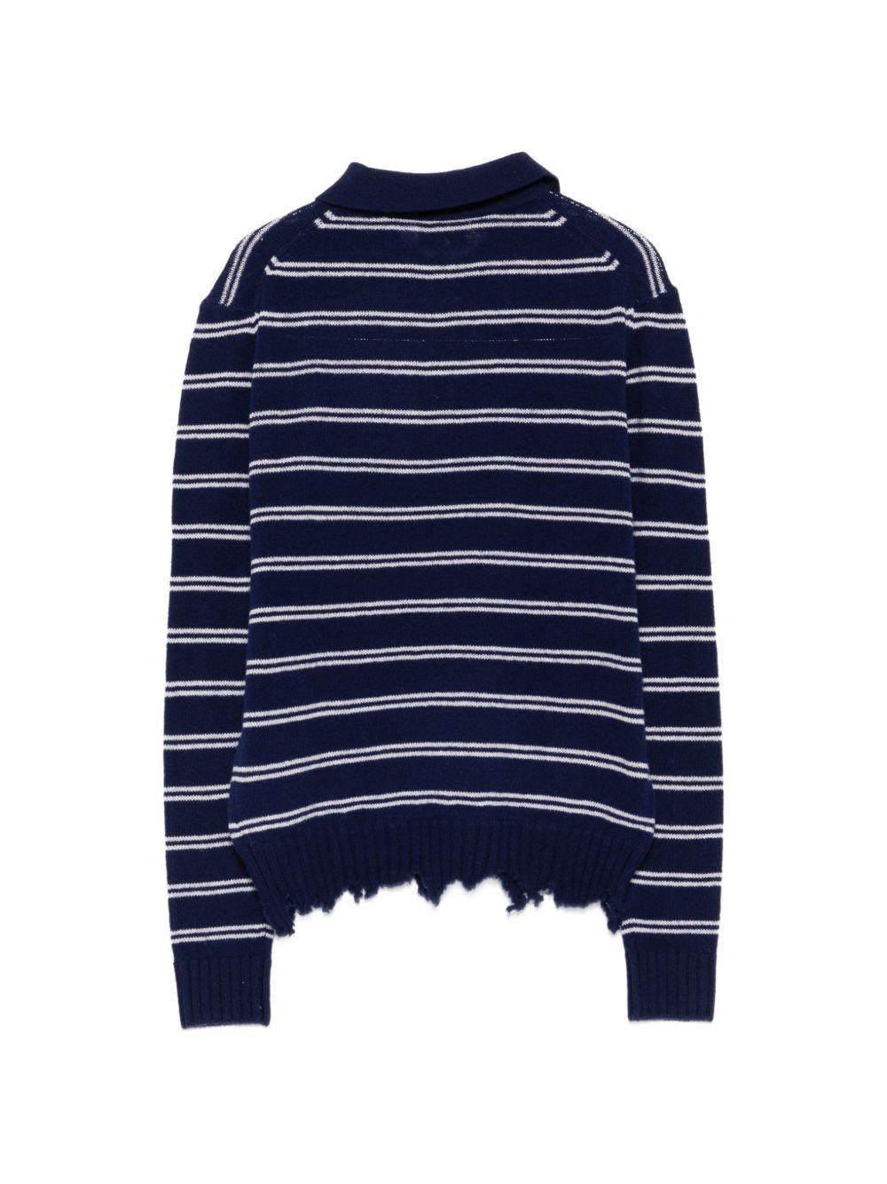 Polo a righe effetto usurato in blu e bianco Shushu/tong - donna 
