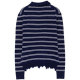 Polo a righe effetto usurato in blu e bianco Shushu/tong - donna 
