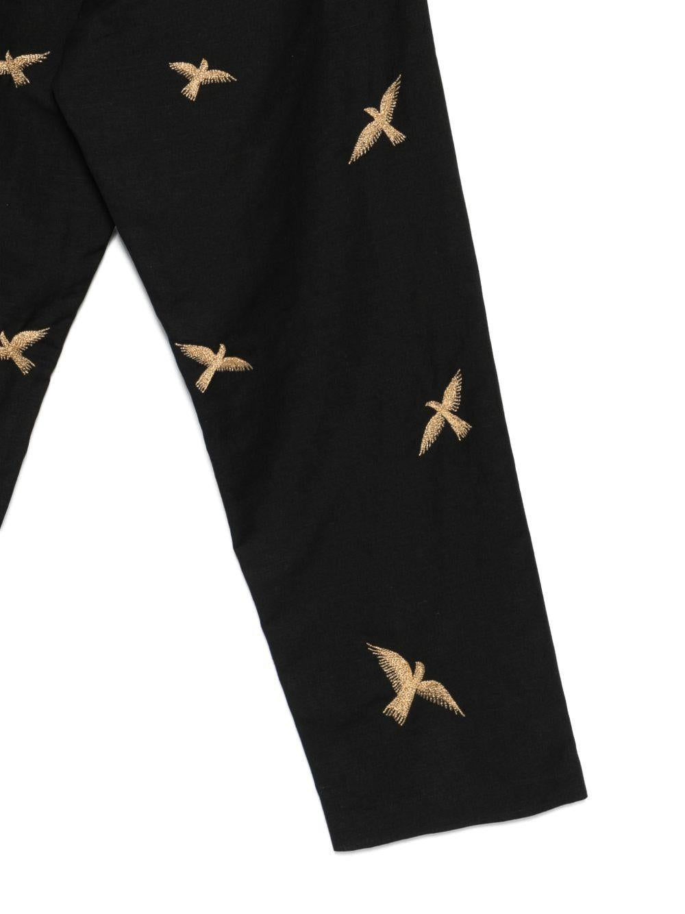 Pantaloni columbus con ricami in nero Baziszt - uomo 