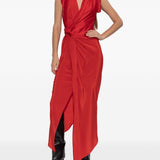 Abito lungo con nodo in rosso Victoria Beckham - donna 