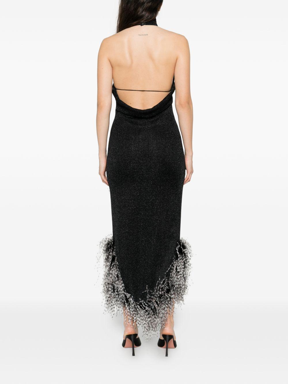 Abito con collo alto e bordo in piume in nero Oséree - donna 