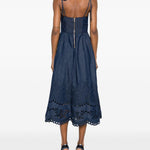 Abito midi in denim ricamato Mahon in blu 