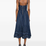 Abito midi in denim ricamato Mahon in blu 