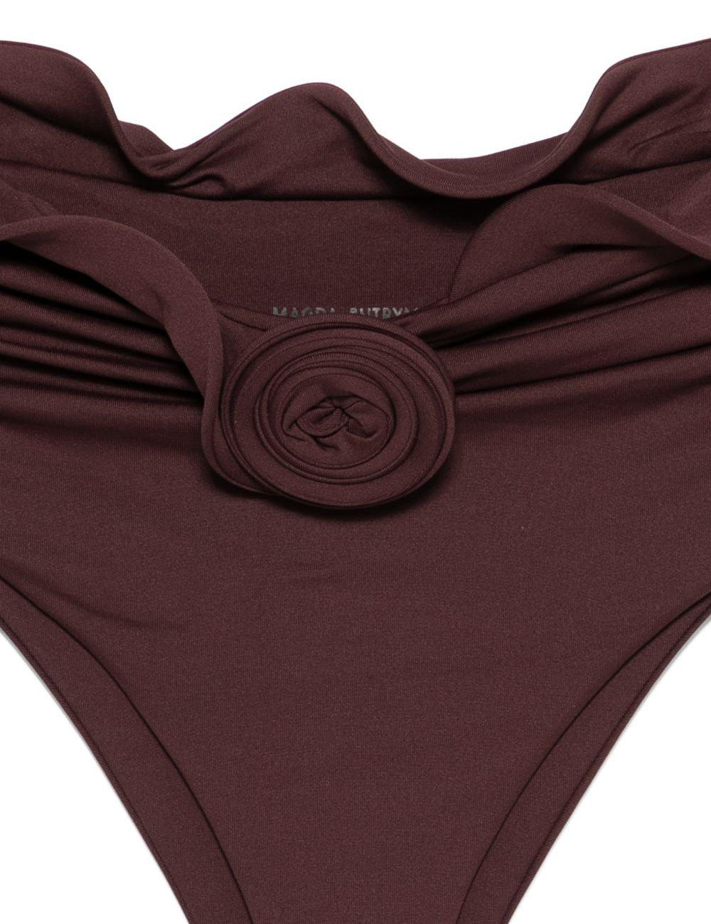 Slip bikini con dettagli fiori e volant in bordeaux Magda butrym - donna 