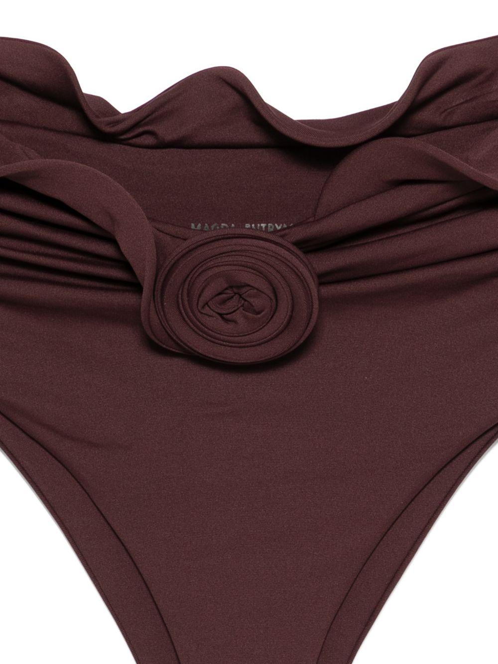 Slip bikini con dettagli fiori e volant in bordeaux Magda butrym - donna 